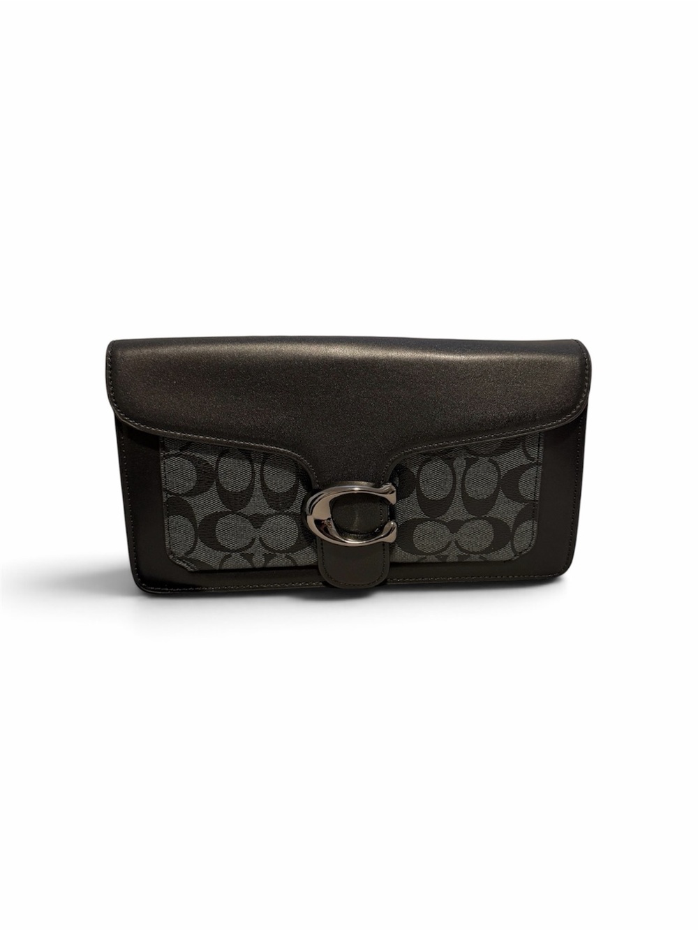 Coach Black Signature Canvas Wristlet Clutch with Gunmetal 'C'